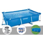 Kit piscine tubulaire rectangulaire Intex 3,00 x 2,00 x 0,75 m + Filtration à cartouche + 6 cartouches de filtration + Bâche à bulles