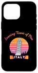 Coque pour iPhone 16 Pro Max Tour penchée de Pise Italie Souvenir Rétro Vintage Coucher de Soleil