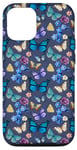 iPhone 13 Vintage Butterfly Meadow on Dark Blue Case