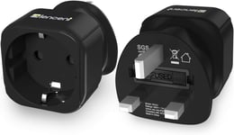 LENCENT 2X EU to UK Plug Adapter, Europe Schuko 2 Pin to 3 Pin UK Travel Euro to