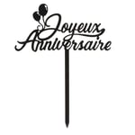 dekora - Cake Topper d'Anniversaire "Joyeux Anniversaire" - Décoration pour Gâteau d’Anniversaire Adaptée au Contact Alimentaire - Topping en Plastique pour Décorer les Gâteaux - Dimensions 14 x 10 cm