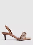 Reiss Alicia Embellished Kitten Heel Sandals, Tan