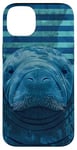 Coque pour iPhone 14 Plus Save The Manatee Crystal River FL Bleu abstrait rayé