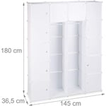 Tagère cubes rangement penderie armoire plastique 14 casiers 180 cm blanc