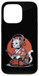 Coque pour iPhone 13 Pro Japon Kawaii Cat Samurai Casque Casque Manette de Jeu Vidéo