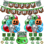 Minecraft födelsedagsfest dekorationer Happy Birthday Banner Game Par