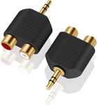 ANDTOBO 3.5 Mm TRS to Dual RCA F (2-Pack), 3.5Mm Stereo Male to Dual RCA Female 