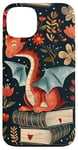 Coque pour iPhone 13 Motif de ver de bibliothèque Cute Dragon Books Cottagecore