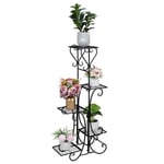 Porte Plante en Fer Forgé Porte Plante,NOIR,Etagère à 5 niveaux pour plantes de patio (Carré noir)