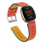 Tencloud Straps Compatible with Fitbit Versa 3 Strap, Replacement Leather Band Wristband for Fitbit Sense/Versa 3 Smartwatch Women Men (Orange)