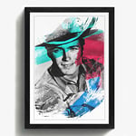 Arty Pie Framed Print Black A2 (24.5x18 Inch) Clint Eastwood (1) V2, Wood, Multi-Colour, 60 x 42 x 2 cm