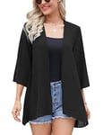 Irevial​​ Cardigan D'été Femme Manches 3/4 Boléro élégant en Mousseline de Soie Kimono Châle Chic pour Femme