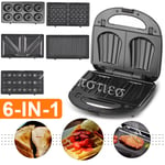 6-IN-1 Waffle Maker Sandwich Toaster Cooker Panini Grill Machine Removable Plate