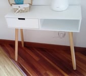 Scandinavian Console Table Desk With Drawer Hallway Living Room Furniture White