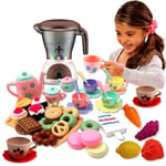 2 in 1 Kids Mini Kitchen Set Pretend Food Realistic Mixer Tea Set Home Appliance