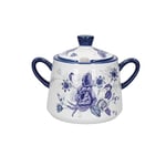 London Pottery Blue Rose Lidded Sugar Bowl, Ceramic, Almond Ivory/Blue, 13 x 8 x 10 cm