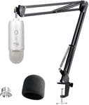 Blue Yeti Support Microphone Professionnel Réglable avec Bonnette Micro Compatible avec Filtre Anti-pop pour Microphone Blue Yeti/Yeti Pro par