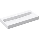 Doporro Lavabo Suspendu avec Bonde Vasque à Poser Blanc Mat 100x46x11cm Lave Mains Rectangulaire avec Perçage de Robinet Colossum19