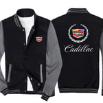 Sweat-Shirt Homme de Veste de Sport Cardigan à Manches Longues Hauts - 3D Cadillac Casual Imprimé Unisexe Col Montant à Capuche Uniforme de Baseball,Noir+Gris,XXL