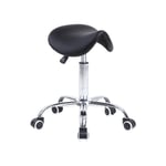 Tabouret Selle de Cheval Tabouret à roulettes réglable en Hauteur 45-61 cm en Cuir pu Noir