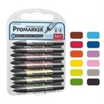 Letraset Promarker 12 Pen Set - Set 1 Bolder Colours + Blender Pen