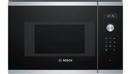 Bosch Integrert Mikrobølgeovn BFL524MS0 (sort / stål) Innbygging 38cm-nisje  20L  800W  tining  oppvarming og tilbereding av mat