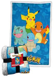 Homadict Plaid Sherpa Pokémon - 100x150cm - Couverture Polaire Douce & Chaude - Starters - Qualité Elevée & Confortable - Licence Officielle