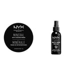 NYX Professional Makeup Poudre de Finition Minérale, Poudre Libre, Fini Mat, Contrôle de la Brillance, Teinte : Light/Medium & Spray Fixateur, Tenue Longue Durée, Fini Mat, 60 mL