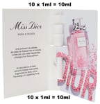 10 x Miss Dior Rose N Roses Eau De Toilette EDT Travel Spray (10 x 1ml) 10ml