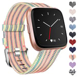 Ouwegaga Compatible with Fitbit Versa Strap/Fitbit Versa 2 Strap, Woven Bands Replacement Sport Wristband Compatible with Fitbit Versa Smartwatch Small, Colourful