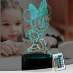 Minnie Mouse-fée 3D LED nattlampa Mickey vänfigur USB-beröringsfjärrkontroll 16 färger 4 lägen automatisk färgbyte pojkrum inredning barn sovrum nattlampa lava