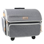 Everything Mary 4 Wheel Collapsible Deluxe Sewing Machine Storage Case, Heather Grey - Rolling Trolley Carrying Bag Compatible with for Brother, Singer & Most Machines