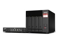 Qnap Ts-473A - Nas-Server - 4 Fack - Sata 6Gb/S - Raid Raid 0, 1, 5, 6, 10, Jbod - Ram 8 Gb - 2.5 Gigabit Ethernet - Iscsi Support - Med Qsw-1105-5T-Omkopplare