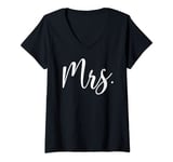 Womens Mrs. Wife Husband Wedding Married, Matching Mr. and Mrs. V-Neck T-Shirt