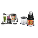 Ninja Foodi Nutri Blender [CB350UK] 3-in-1 Power Nutri Blender, Auto-iQ Technology & Ninja Professional Chopper [NJ1002UKBK] Stackable, 200W, Black