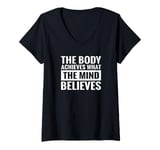 Womens Motivation Your Body Achieves What Your Mind Believes V-Neck T-Shirt