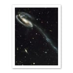 Artery8 Hubble Space Telescope Image The Tadpole Spiral Galaxy Gravitational Forces Pair Collision Create Long Tail Gas Blue Star Birthing Debris Artwork Framed Wall Art Print 18X24 Inch