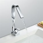 Robinet Salle de Bain Cascade Mitigeur de Lavabo Design Moderne pour Vasque Chromé en Laiton Haut de Gamme