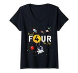 Womens Reach 4 the Stars Birthday Party 4 years old V-Neck T-Shirt