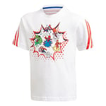 adidas Garçon Lb Dy Sha Tee T Shirt, White/Vivid Red/Team Royal Blue, 4 ans EU