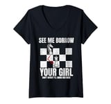 Womens Chess Player Funny Chess Pieces Game Chess Kids Boys Humor V-Neck T-Shirt