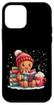 Coque pour iPhone 12 mini Bonhomme Bibliothèque de Noël pour amateurs de livres de lecture en pain d'épice