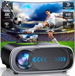 Vidéoprojecteur Wifi Bluetooth, 4K 1080P Vidéoprojecteur, Mise Au Point&Cache-Objectif Automatique, Correction Trapézoïdale 4P/6D, 50%-100% Zoom, 28000L 850Ansi Vidéoprojecteur Pour Cinéma