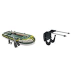 Intex Set Bateau 4 Places Seahawk 4 (rames et gonfleur Inclus) 351x145x48cm & Kit de Fixation pour Moteur