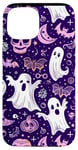 Coque pour iPhone 15 Violet Pop Art Géométrique Mignon Fantôme Spooky Pastel Goth Rétro