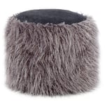 Pouf Rond Imitation Fourrure "Bobtail" 45cm Gris Foncé