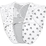 Baby Swaddle Wraps för 0-3 månader nyfödda, 100 % andningsbar ekologisk bomullstyg Swaddling filtar, 3-pack (ny grå)