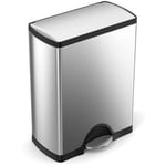 Poubelle rectangulaire à pédale double compartiment 46L Code h et v inox - Argent - Simplehuman