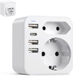 6 en 1 Adaptateur Prise France vers USA Canada, Americaine avec 3 USB et 1 Ty...