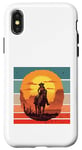 Coque pour iPhone X/XS Cowgirl cheval coucher de soleil désert robuste liberté